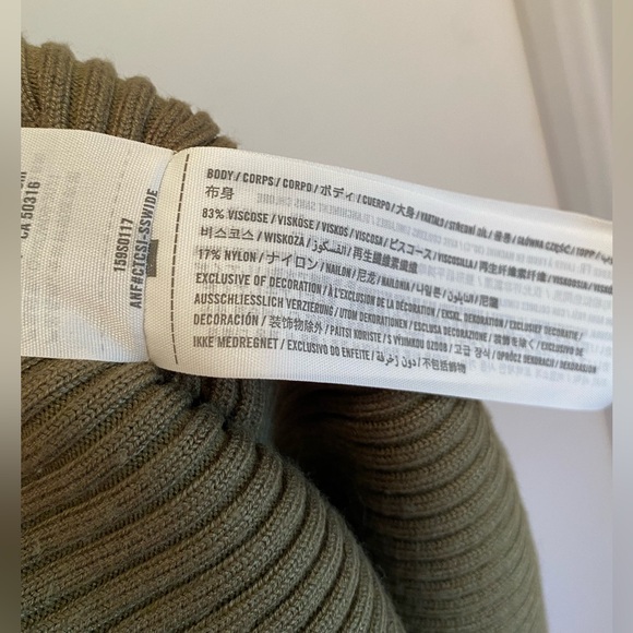 Abercrombie & Fitch Ribbed Knit Bodycon Dress Size Medium Olive Green Sweater - Picture 8 of 8